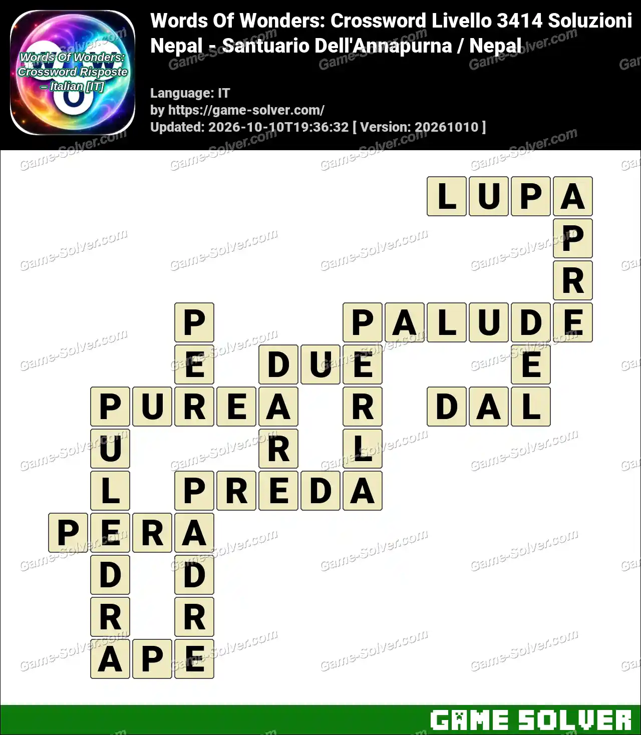 Words Of Wonders: Crossword Livello 3414 Soluzioni – Nepal – Santuario Dell’Annapurna / Nepal